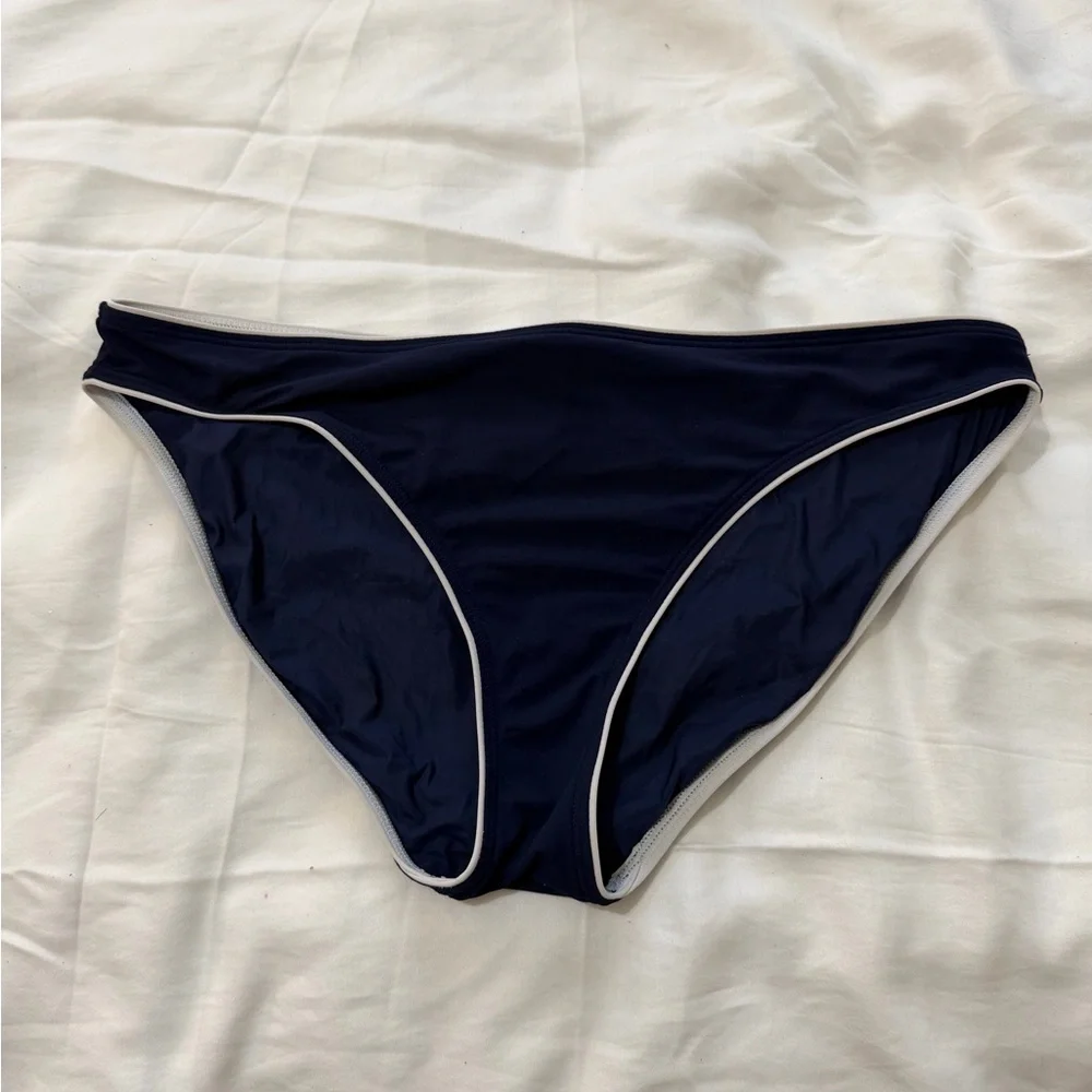 Tory Burch Dark Blue Bikini Bottom with White Trim